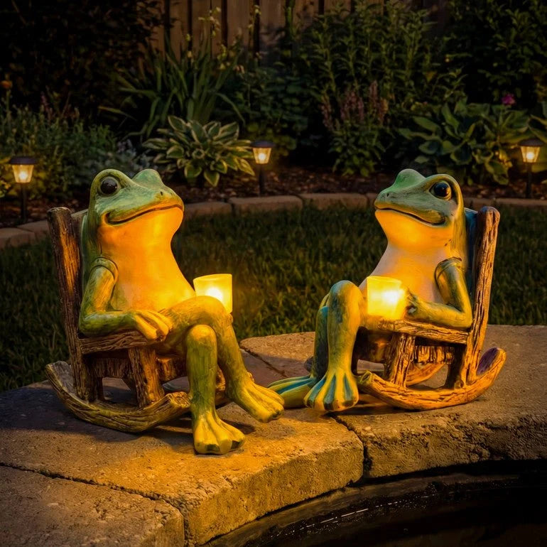 Garden Figurine Frog Solar Warm White LED