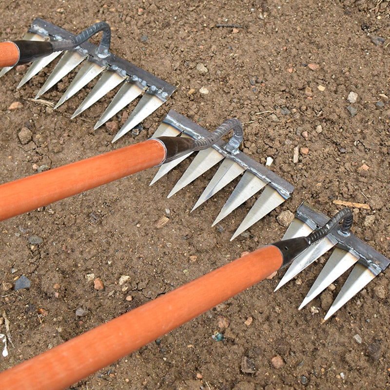 Garden Hoe Sharp Carbon Steel Tines Wooden Handle