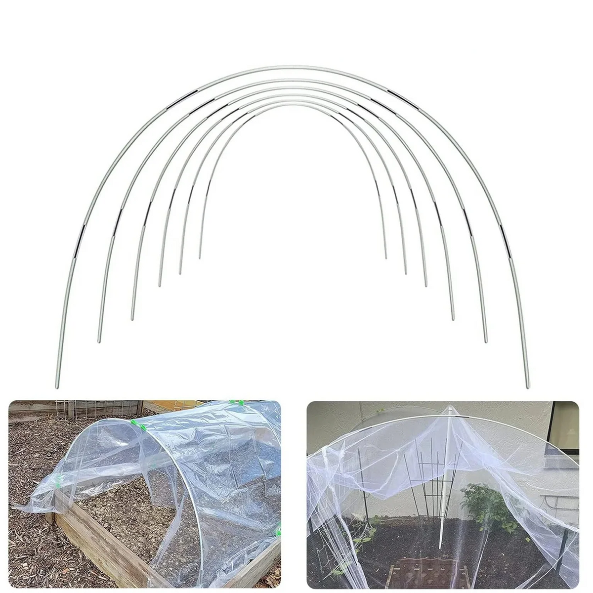 Garden Hoop Set Fiberglass Rustproof 5-Piece Galvanized Connectors