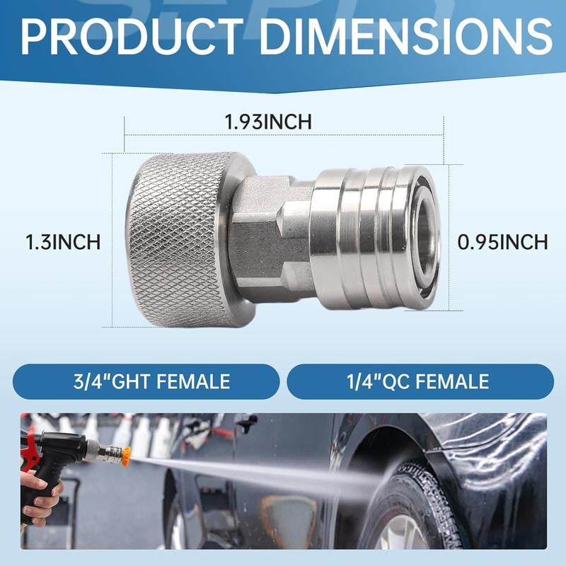 Garden Hose Adapter Stainless Steel Quick-Connect 3/4-Inch