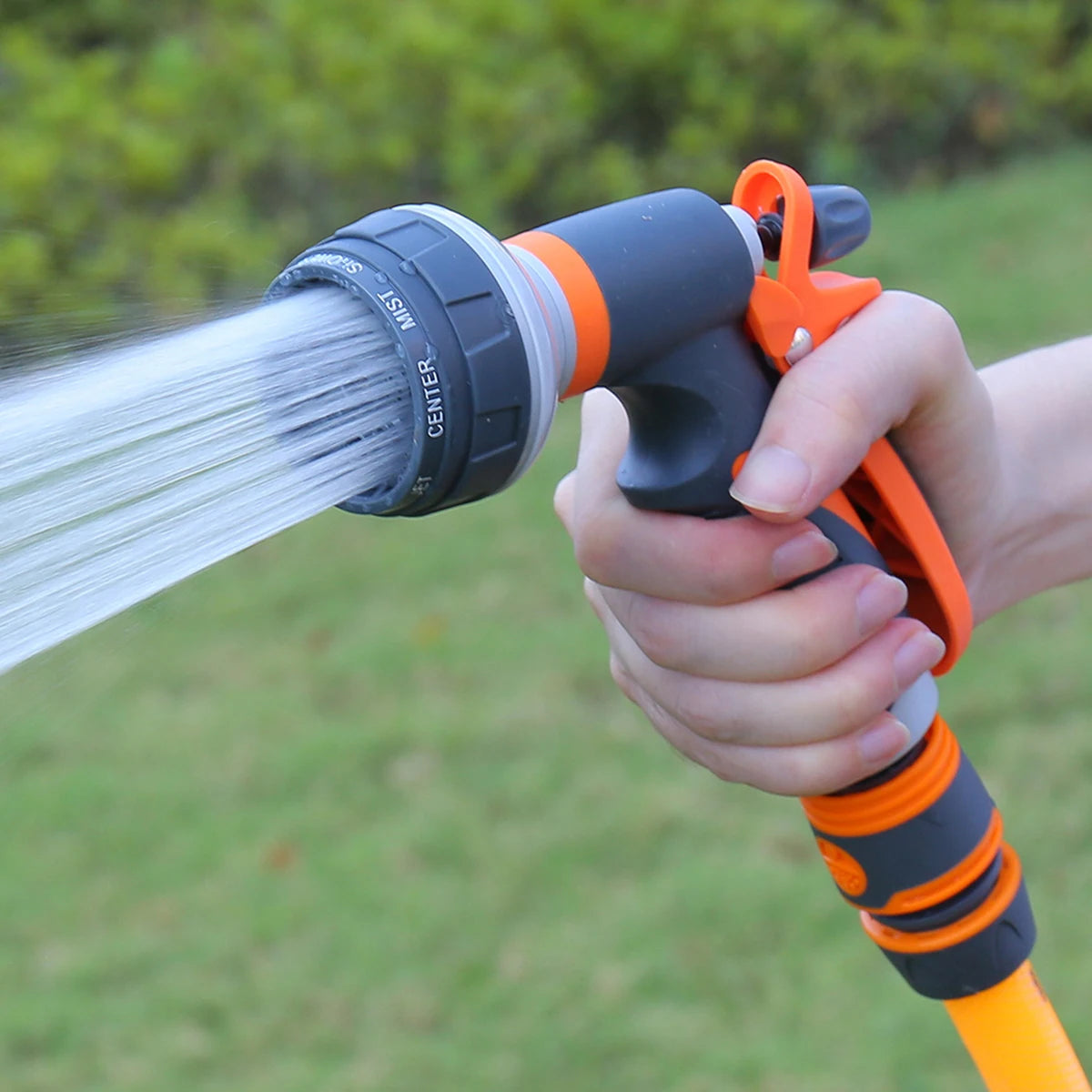 Garden Hose Nozzle 8 Spray Patterns Locking Trigger