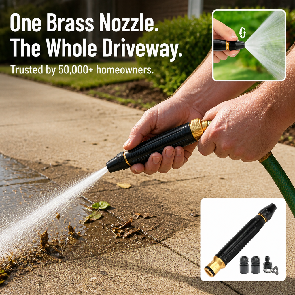Garden Hose Nozzle Adjustable Brass Connector Non-Slip Grip