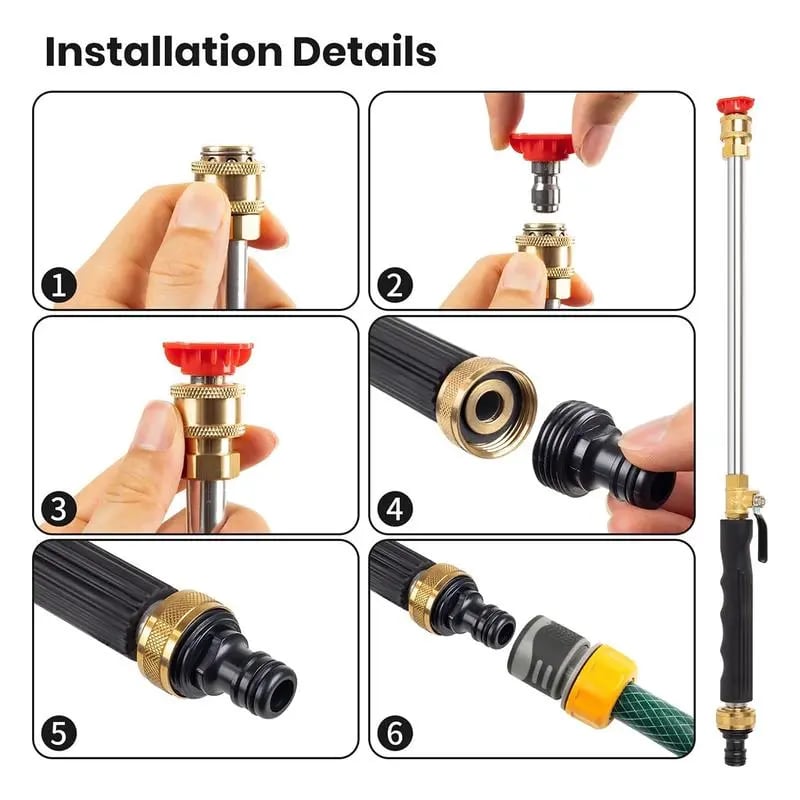 Garden Hose Nozzle High-Pressure Jet & Fan Leak-Proof