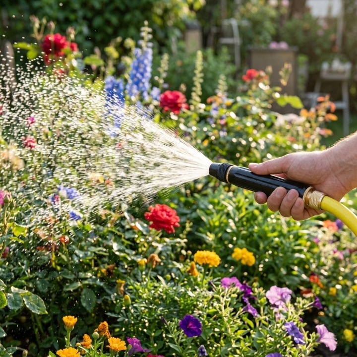 Garden Hose Nozzle High-Pressure & Multi-Spray Brass Connector