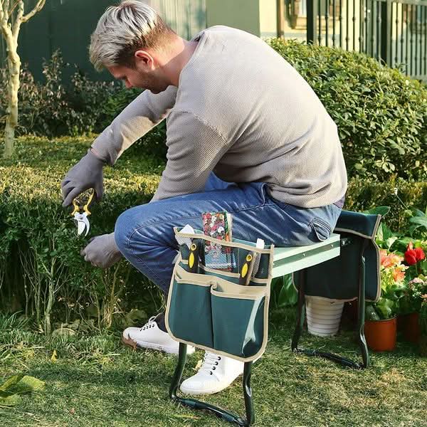 Garden Kneeler & Seat Padded Knee Foldable Steel Frame