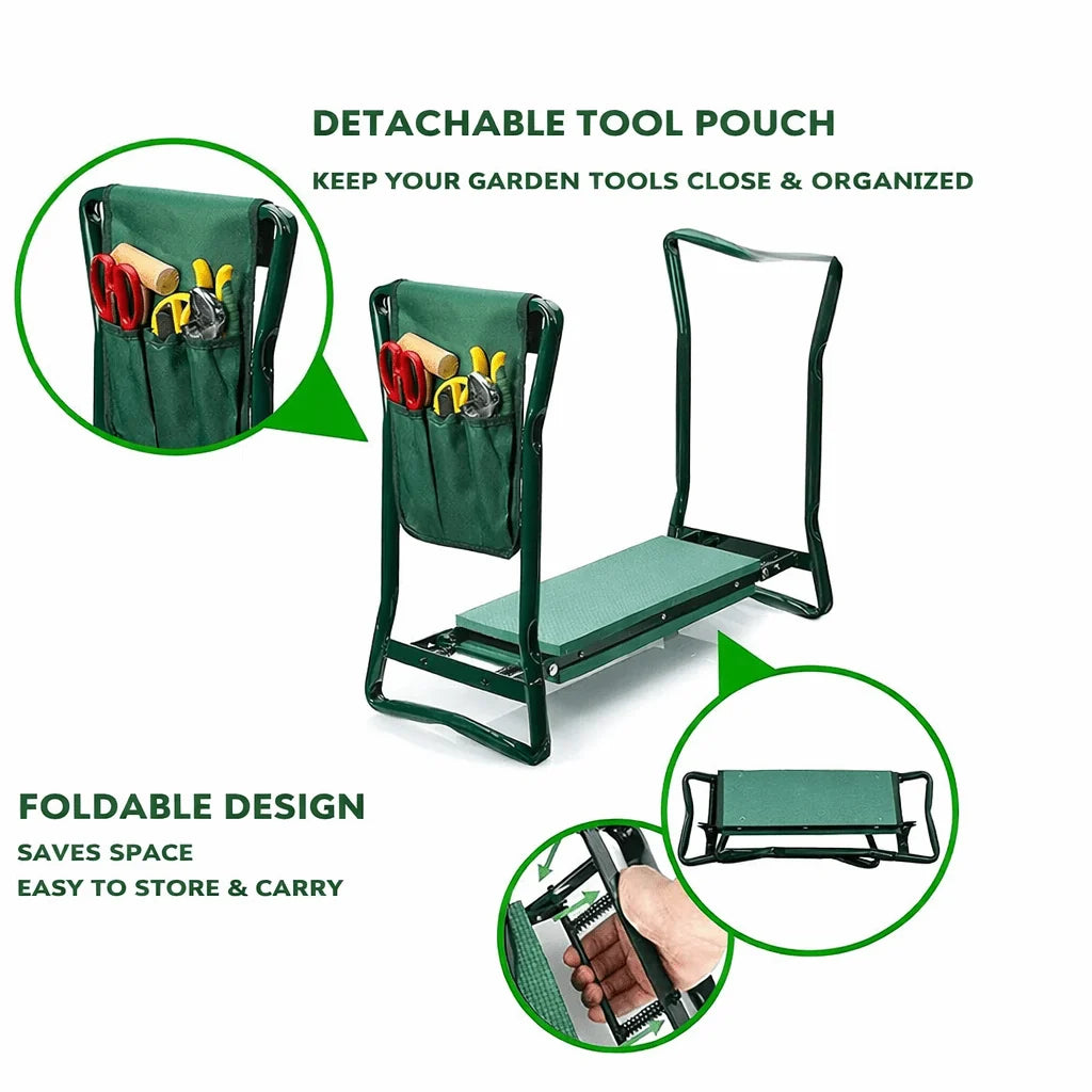 Garden Kneeler & Seat Padded Knee Foldable Steel Frame