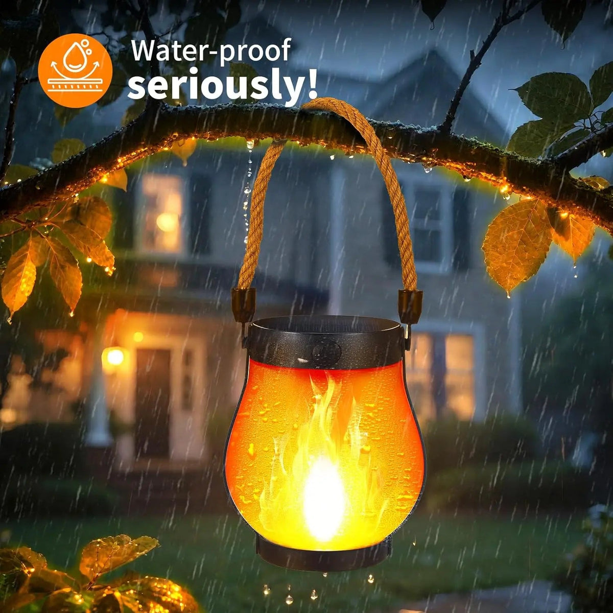 Garden Lantern Flickering LED Solar & USB Backup