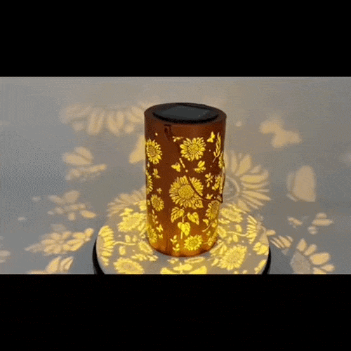 Garden Lantern Solar Powered Floral Projection Weatherproof Metal