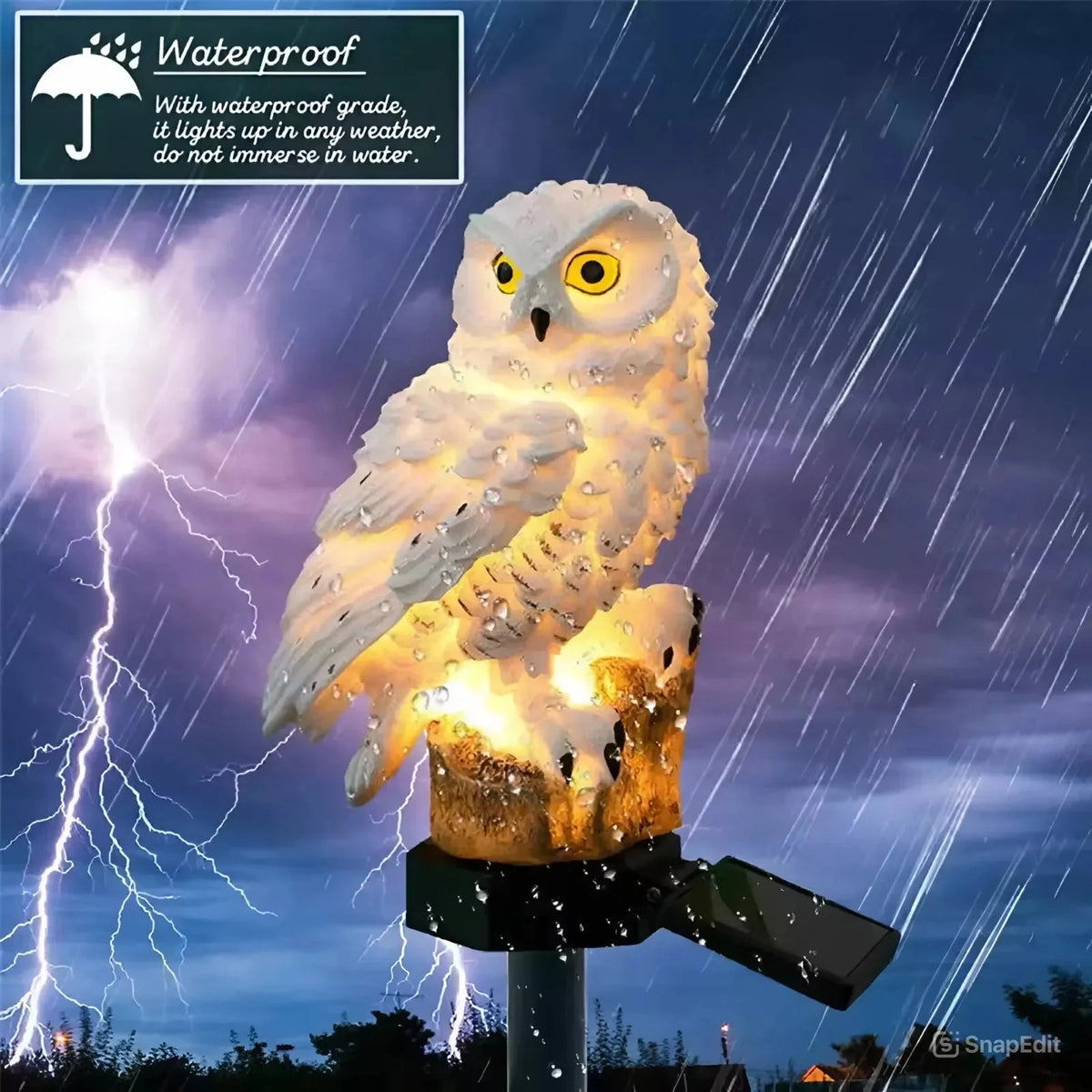 Garden Light Solar LED Owl Design Weather-Resistant