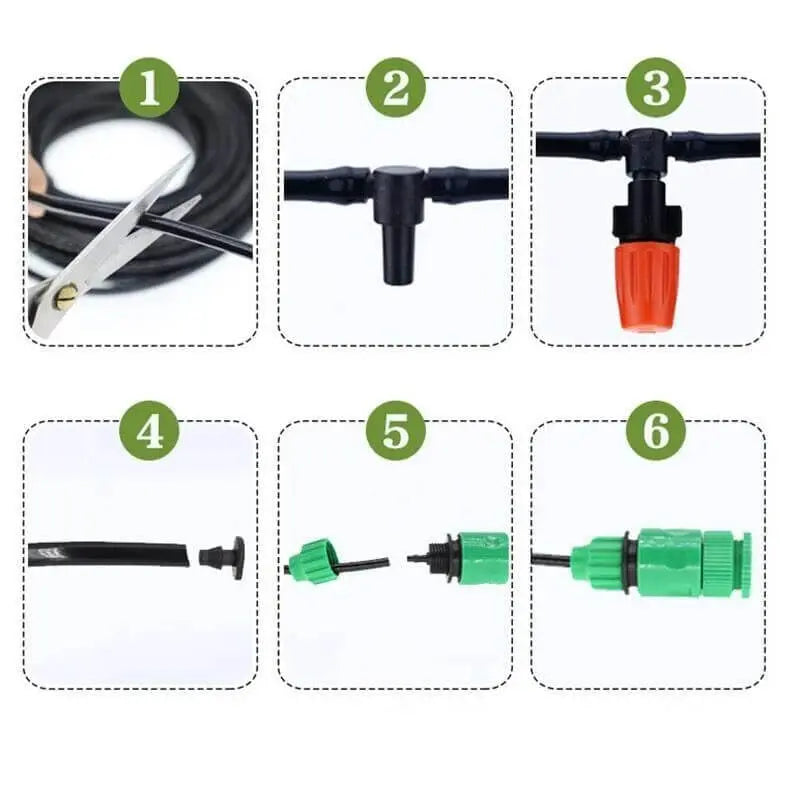 Garden Micro Spray System Fine Mist Nozzles & Faucet Connection
