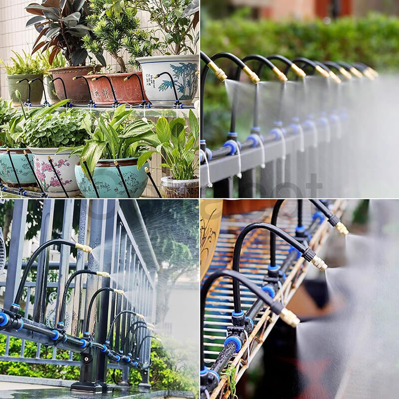 Garden Misting System 49 Ft Hose Adjustable Copper Nozzles
