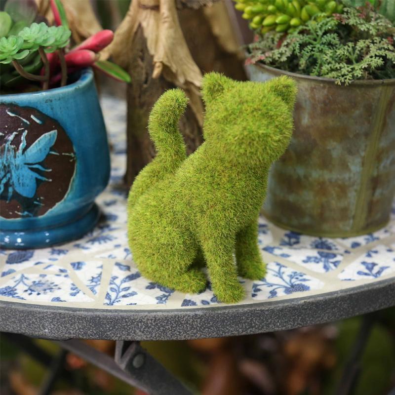 Garden Ornament Moss-Covered Resin Weather-Resistant