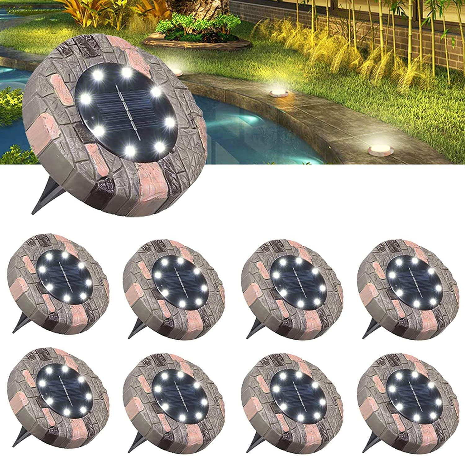 Garden Path Lights Solar Auto Sensor Set Of 8