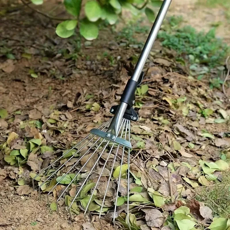 Garden Rake Telescopic Adjustable Width & Ergonomic Handle