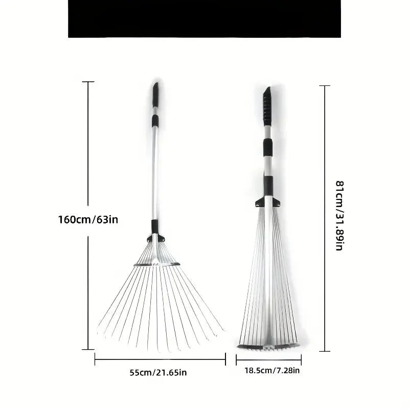 Garden Rake Telescopic Adjustable Width & Ergonomic Handle