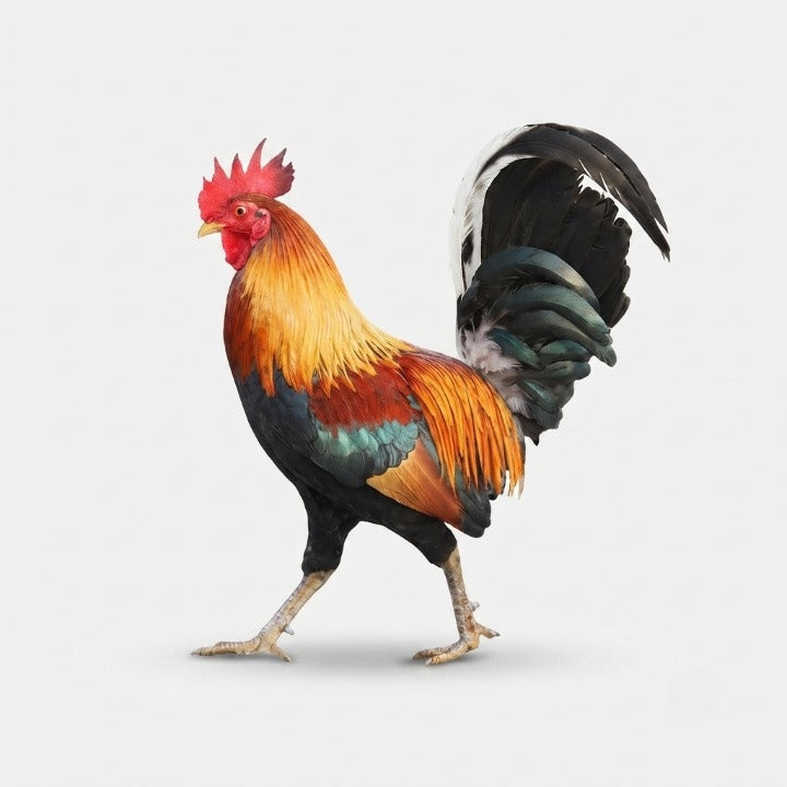 Garden Rooster Figure Weather-Resistant Acrylic Lifelike Feathers