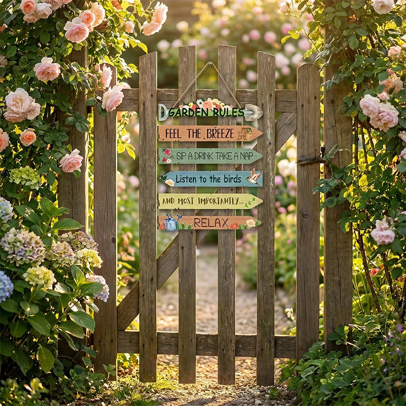Garden Sign Weather-Resistant Wood Directional Arrows