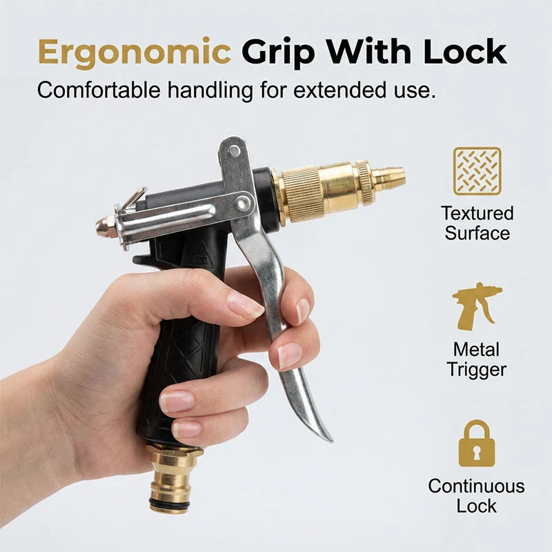 Garden Spray Gun High-Pressure Adjustable Nozzle Ergonomic Pistol Grip
