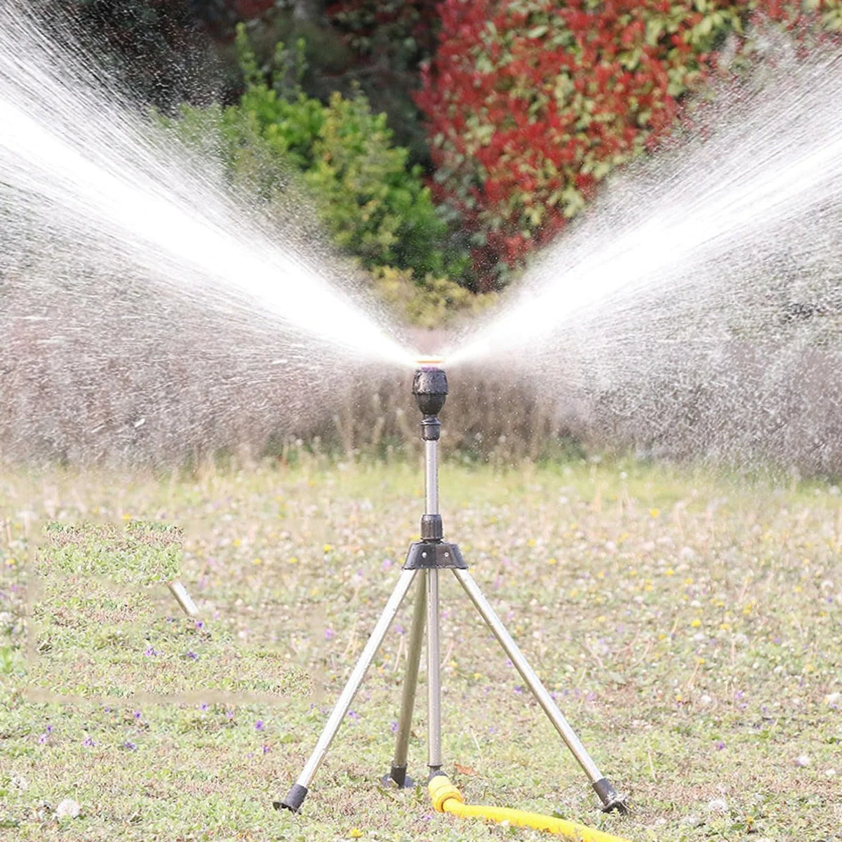 Garden Sprinkler 360° Rotating Adjustable Radius Stainless Steel Tripod