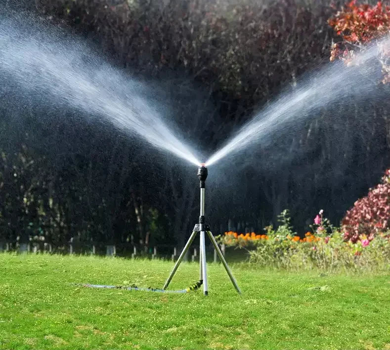 Garden Sprinkler 360° Rotating Adjustable Radius Stainless Steel Tripod