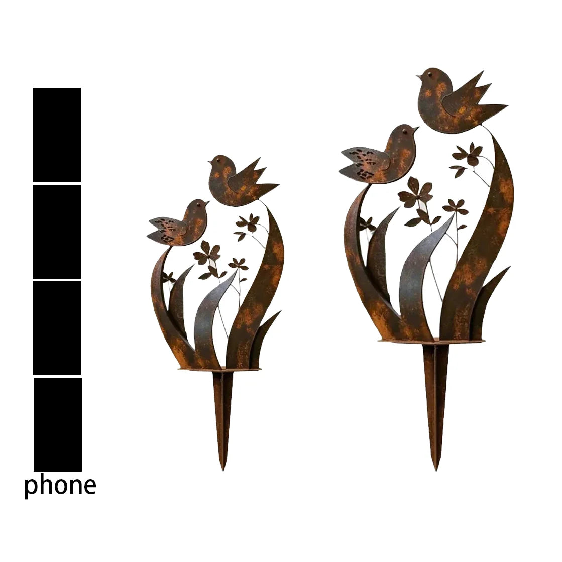 Garden Stake Bird & Flower Iron Weatherproof