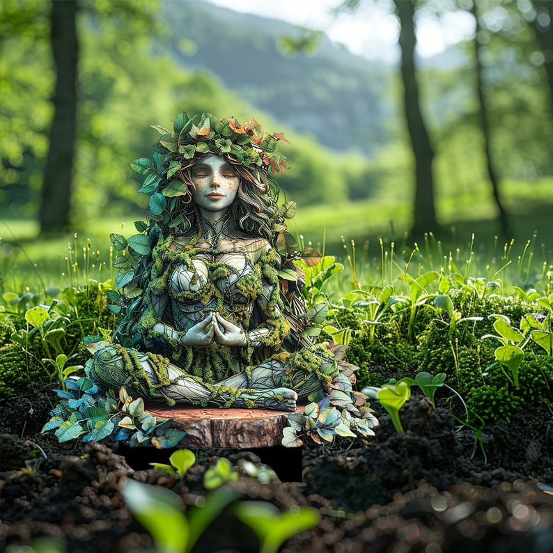 Garden Stake Forest Spirit Motif Weather-Resistant Acrylic