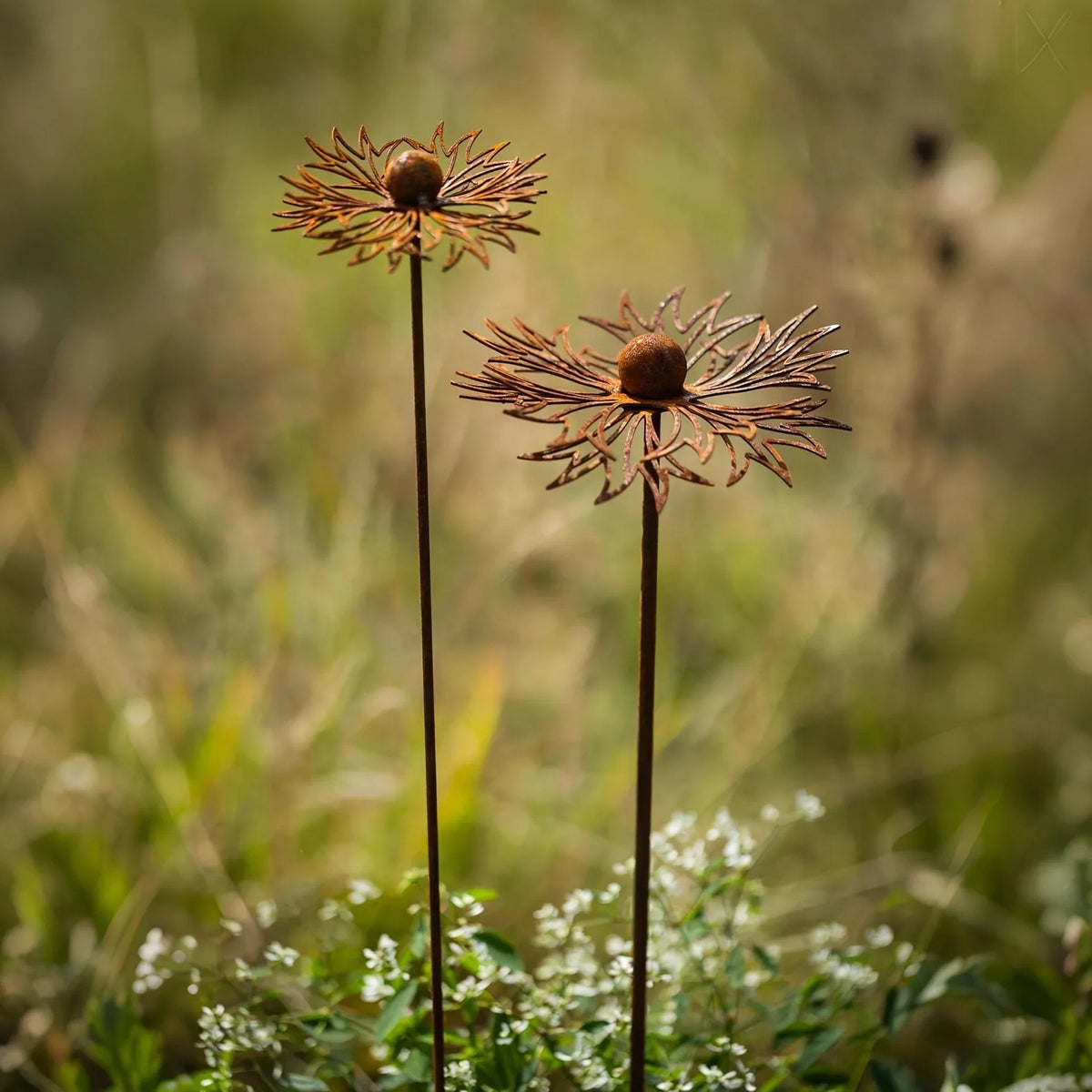 Garden Stake Iron Bluebonnet Flower Rust Patina