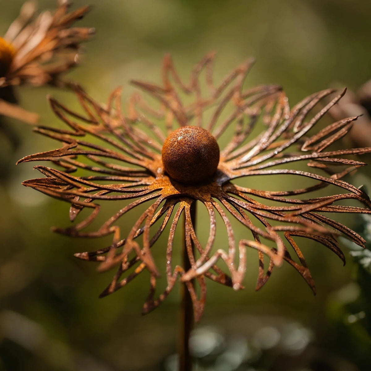 Garden Stake Iron Bluebonnet Flower Rust Patina