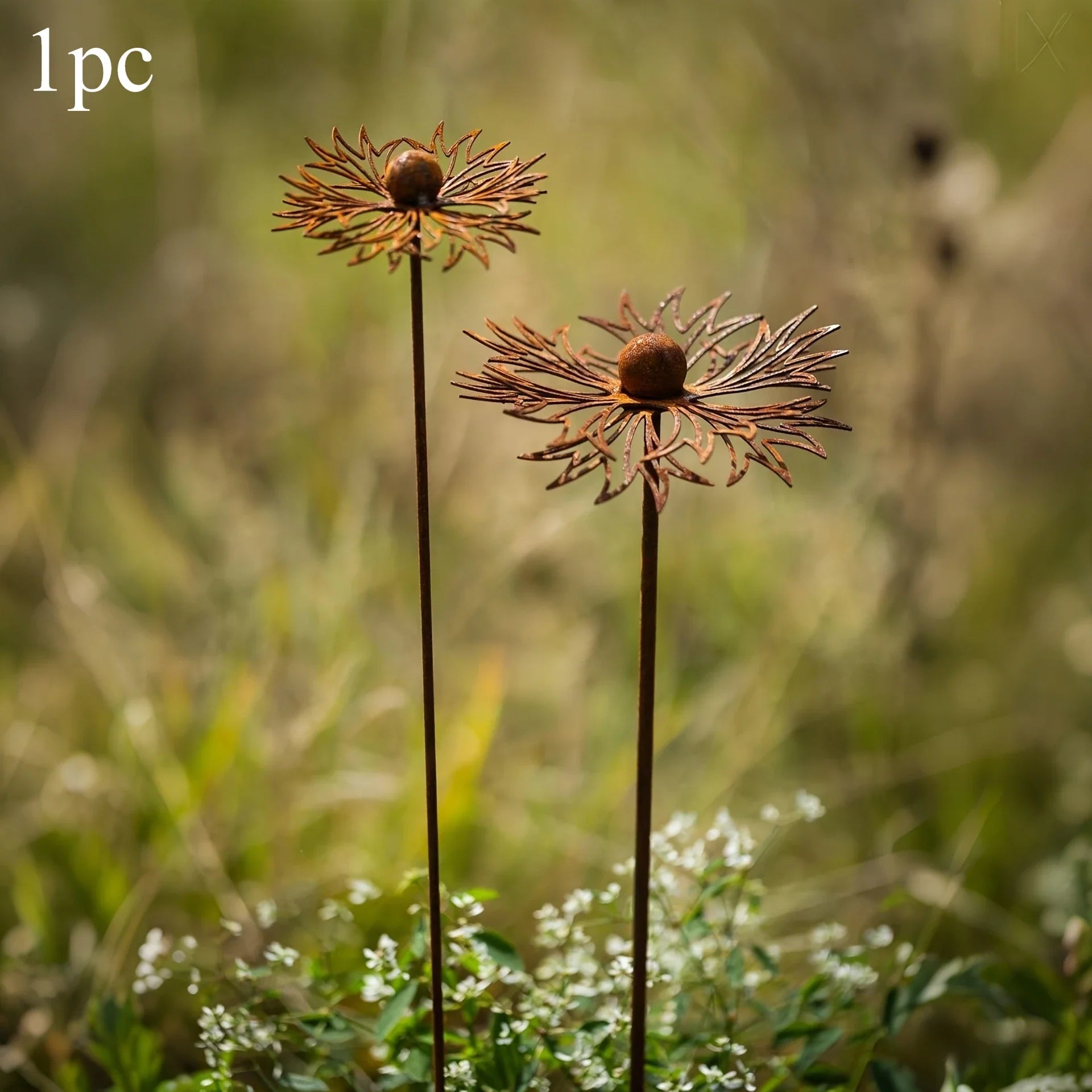 Garden Stake Iron Bluebonnet Flower Rust Patina