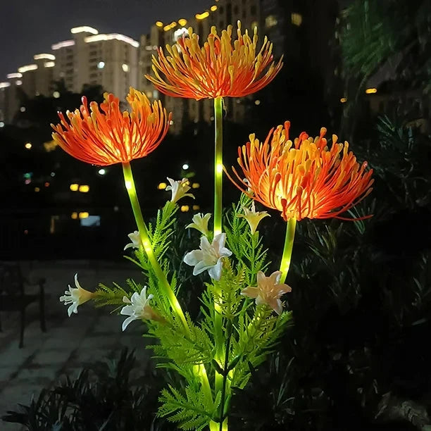 Garden Stake Light Solar Chrysanthemum Stainless Steel 75cm