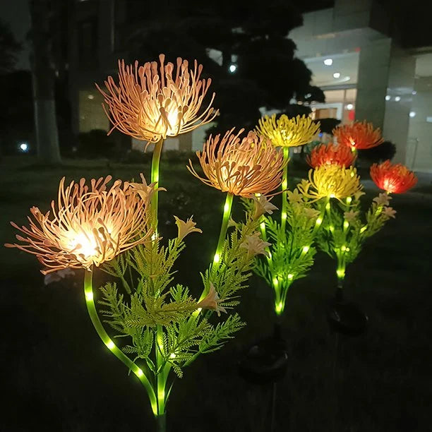 Garden Stake Light Solar Chrysanthemum Stainless Steel 75cm