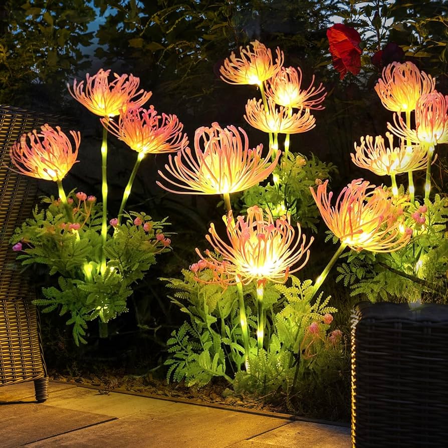 Garden Stake Light Solar Chrysanthemum Stainless Steel 75cm