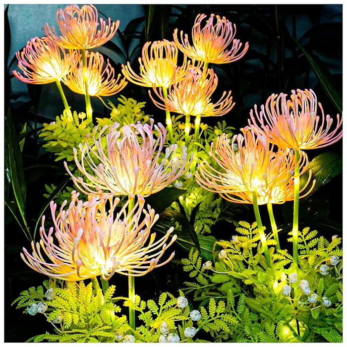 Garden Stake Light Solar Chrysanthemum Stainless Steel 75cm