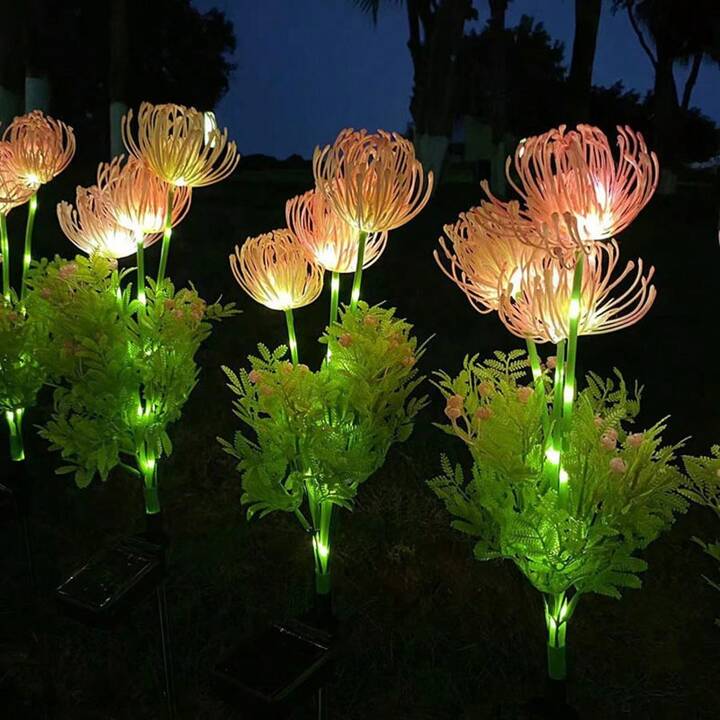 Garden Stake Light Solar Chrysanthemum Stainless Steel 75cm