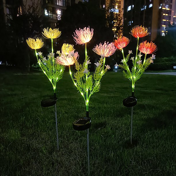 Garden Stake Light Solar Chrysanthemum Stainless Steel 75cm