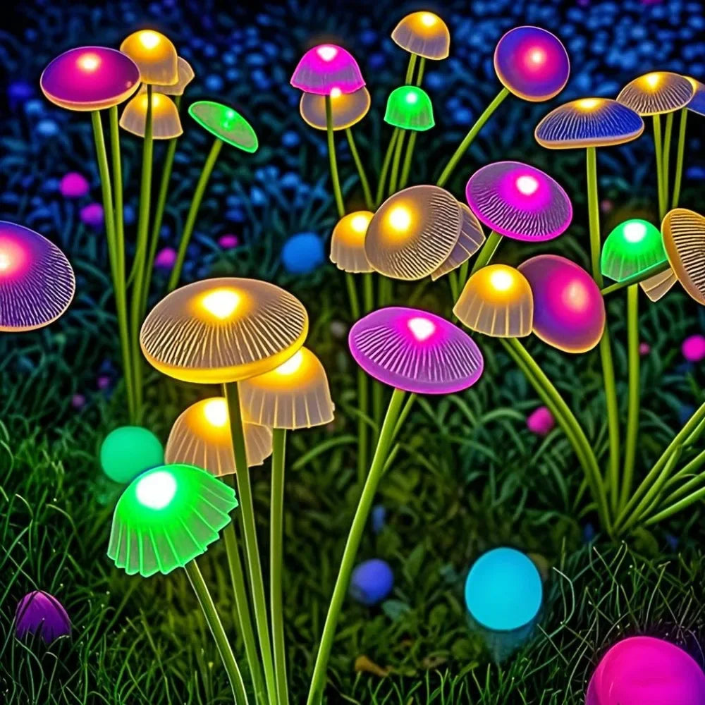Garden Stake Lights Solar Mushroom LEDs Set of 2