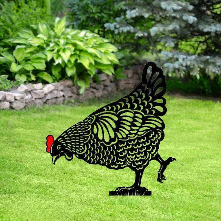 Garden Stake Set Five Chicken Silhouettes UV-Stable Acrylic