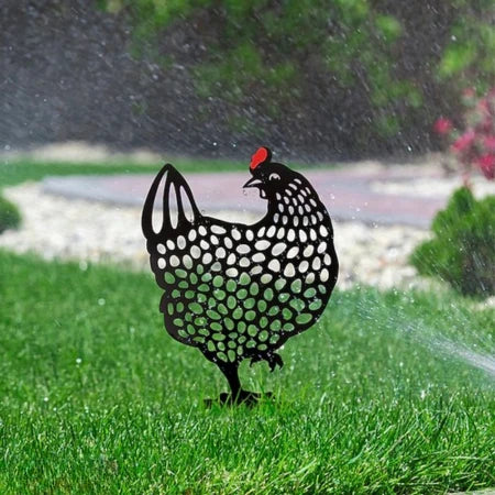 Garden Stake Set Five Chicken Silhouettes UV-Stable Acrylic