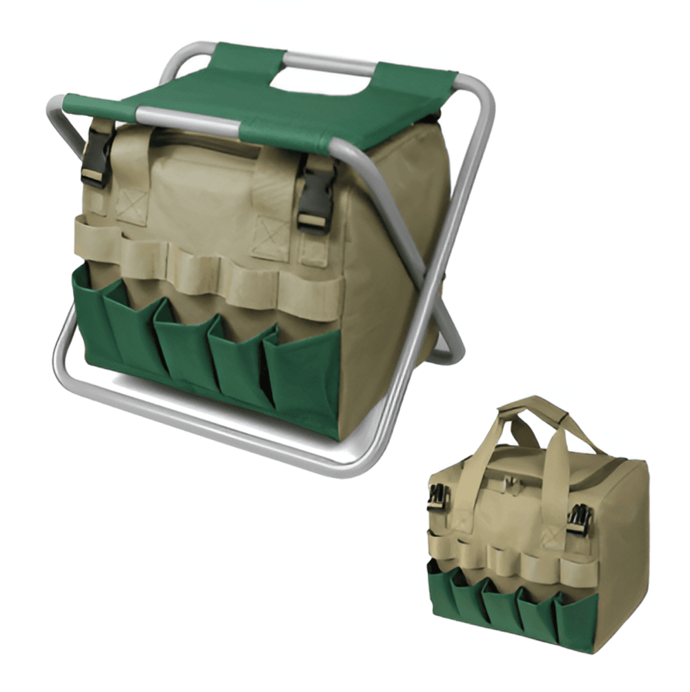 Garden Tool Set 8-Piece Rust-Resistant Stainless Steel & Folding Stool