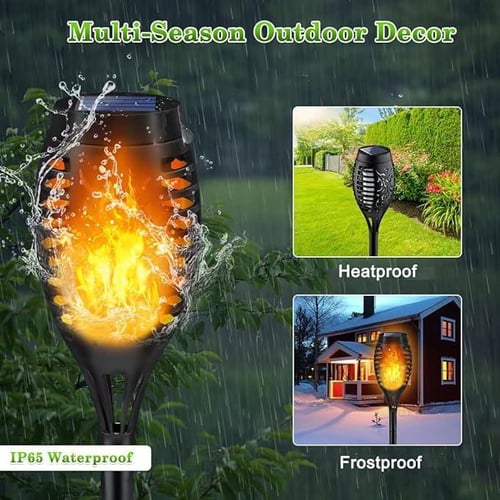 Garden Torch Solar-Powered Realistic Flame Dusk-to-Dawn Sensor