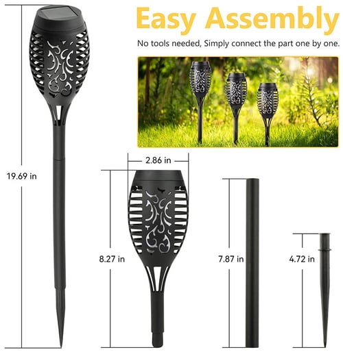 Garden Torch Solar-Powered Realistic Flame Dusk-to-Dawn Sensor