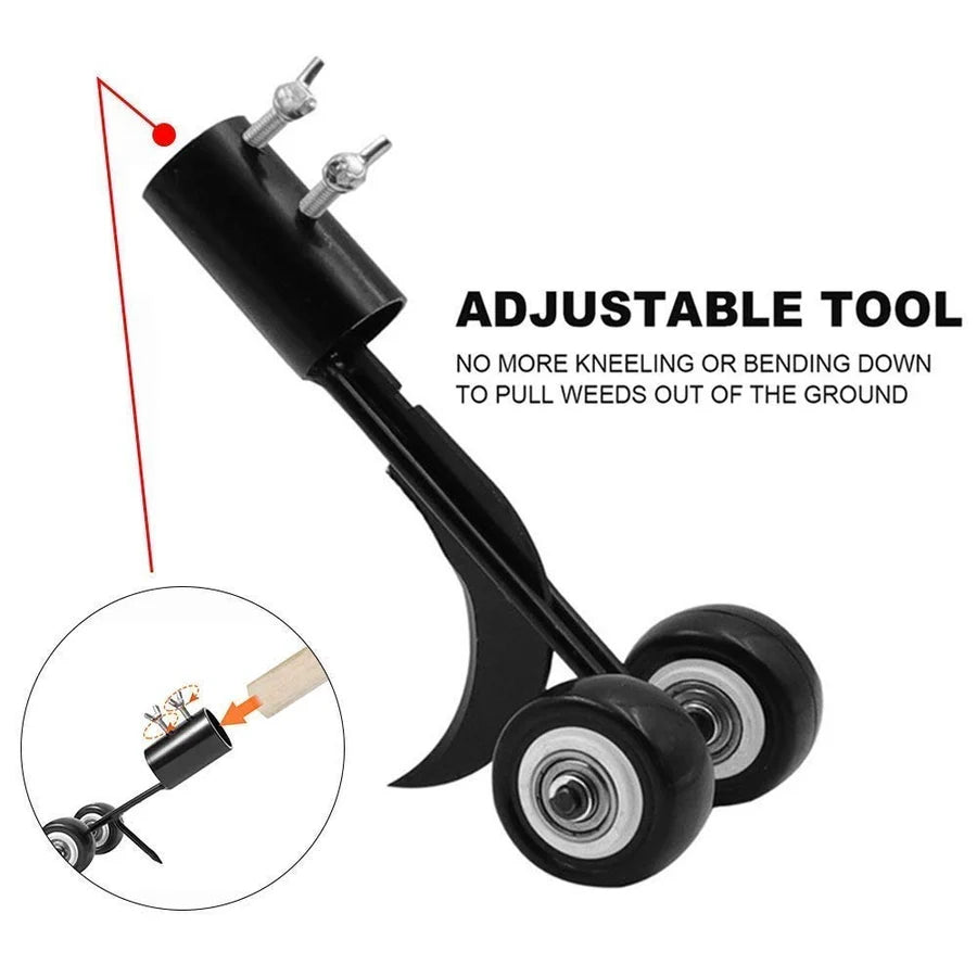Garden Weed Remover Adjustable Handle & Two Wheels