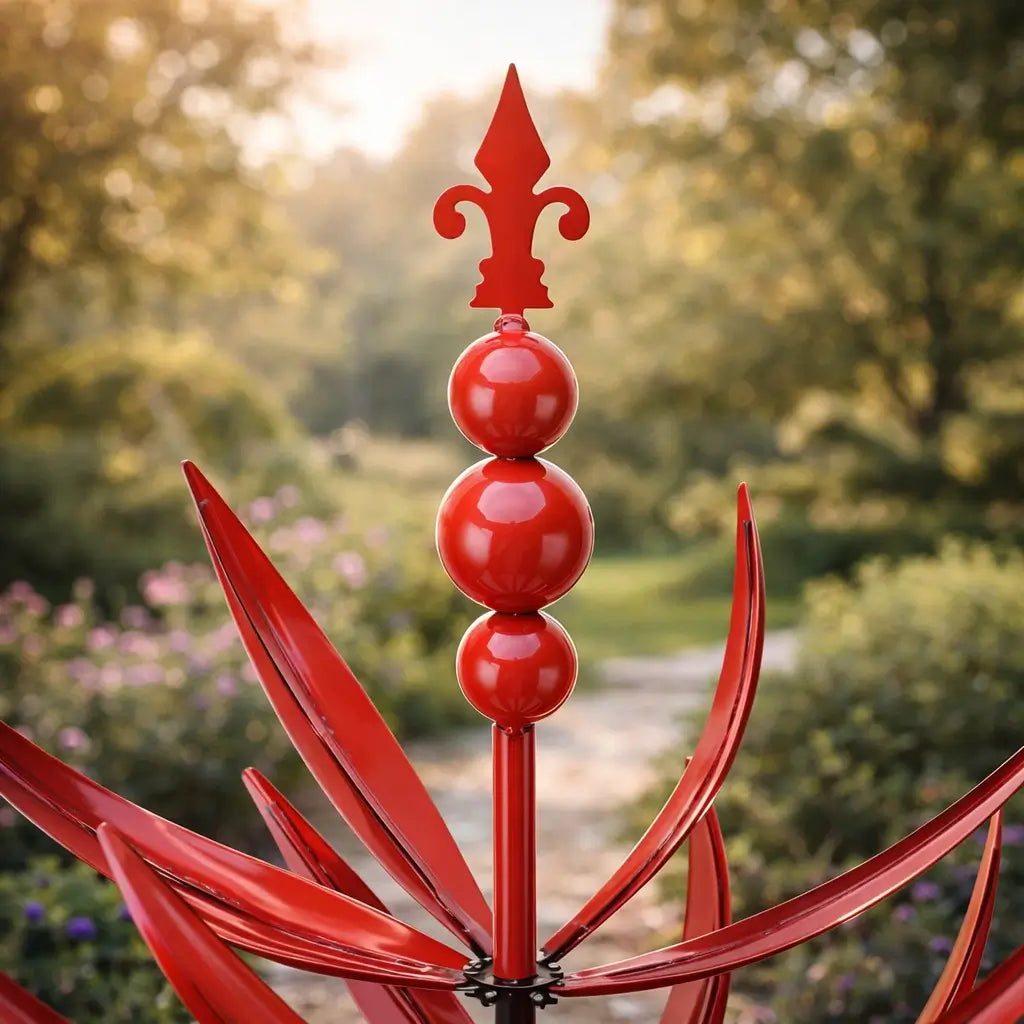 Garden Wind Spinner Lotus Design Rust-Resistant Metal