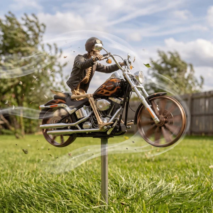 Garden Wind Spinner Motorcycle Skeleton Acrylic Ground Spike