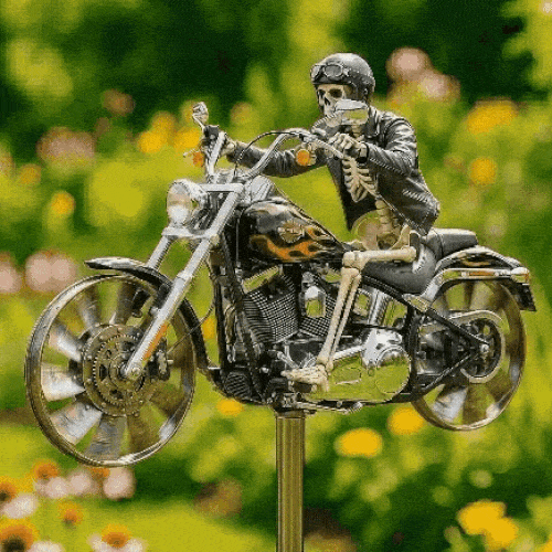 Garden Wind Spinner Motorcycle Skeleton Acrylic Ground Spike