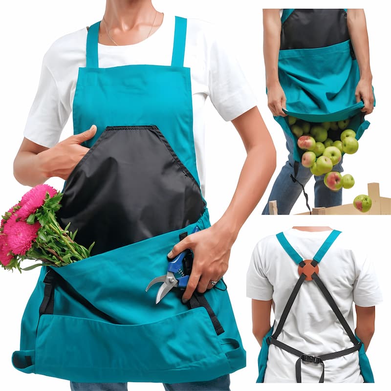 Gardening Apron Deep Kangaroo Pocket & Waterproof Chest Pocket