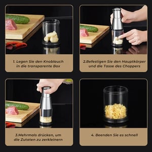 Garlic Chopper One-Touch Stainless Steel Blades Dishwasher Safe