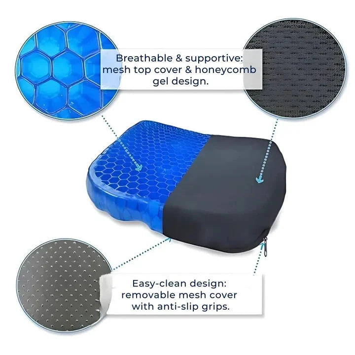 Gel Seat Cushion Honeycomb Breathable Ergonomic Support