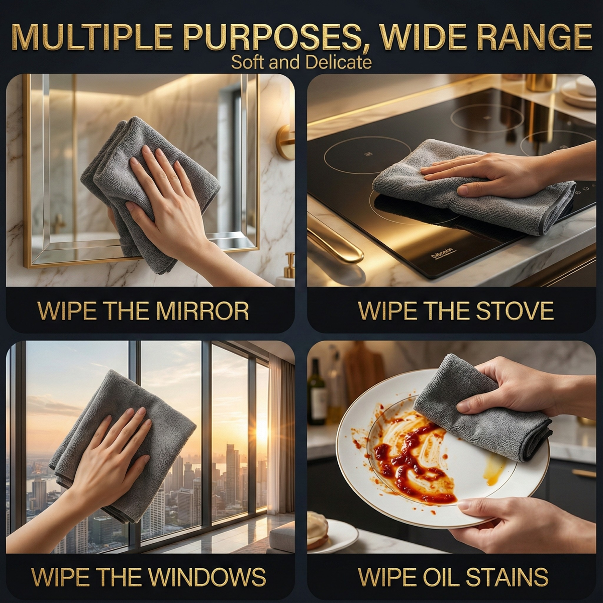 Glass Cleaning Cloths Ultra-Soft Streak-Free 10 Pack