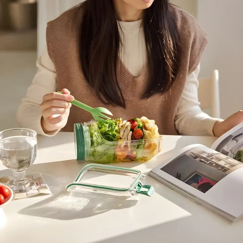 Glass Salad Container Wide Opening Screw-Seal Lid